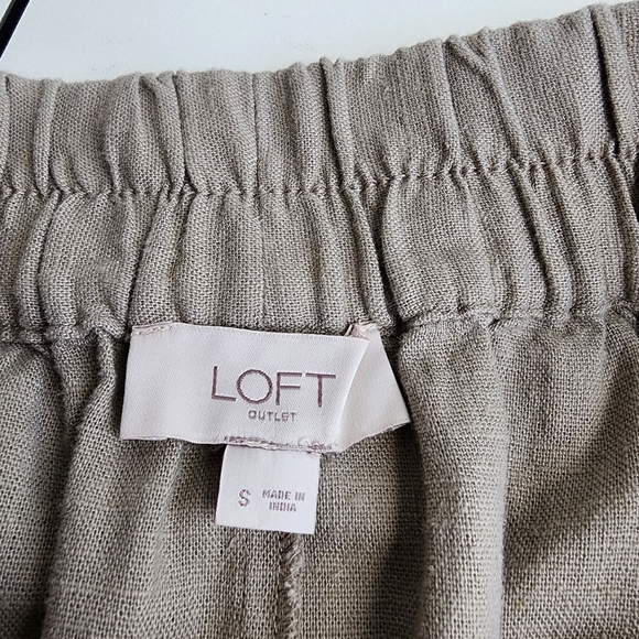 Ann Taylor Loft Linen Tan Gray Elastic Side-Pocket Comfy Straight Short Skirt S - Picture 6 of 9